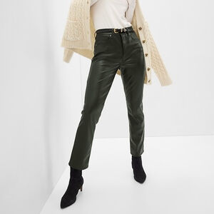 Gap High Rise Vegan Leather Vintage Slim Pants in mistletoe green